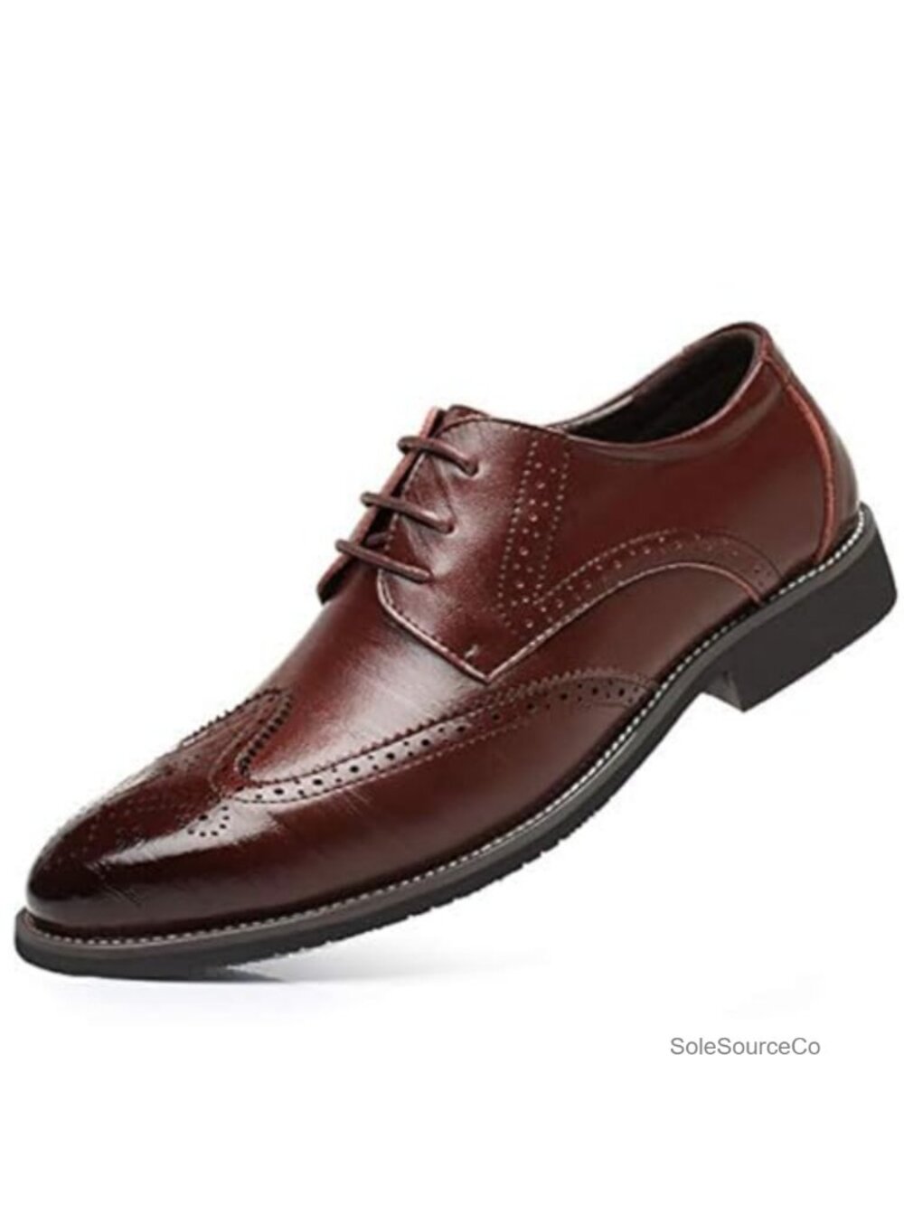 Mens 100% Leather Hand Sewing Oxford Dress Shoes Lace-Up Wingtip